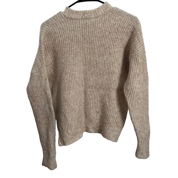 Madewell Belfiore Ribbed Pullover Sweater Wool Blend Oatmeal Tan Office Cabin S - Picture 2 of 9